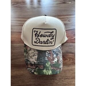 Howdy Darlin Trucker Hat Cream Camo Snapback Western Country Baseball Cap Womens